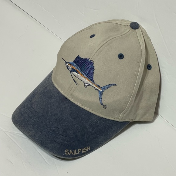 Sailfish Embroidery Flying Fisherman Baseball Hat - Picture 3 of 6